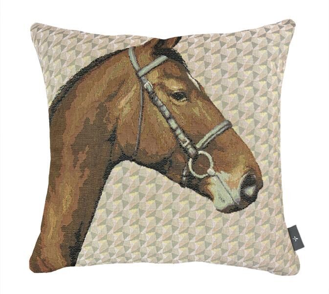 Kissenbezug mit geometrischem Pferdekopfmotiv