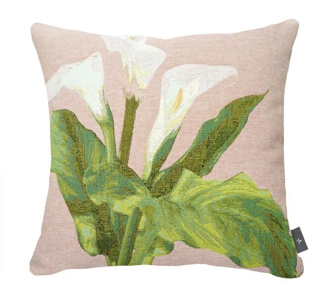 Kissenbezug aus Aronstab und großen Blättern