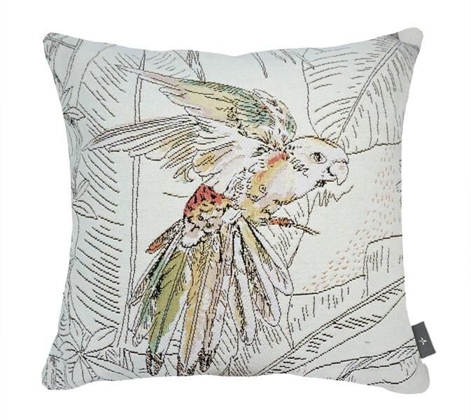 Kissenbezug mit exotischem Vogelmotiv