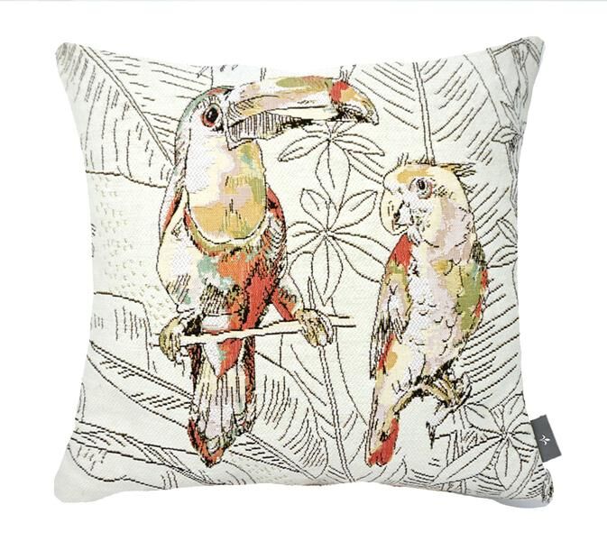 Kissenbezug mit exotischem Vogelmotiv