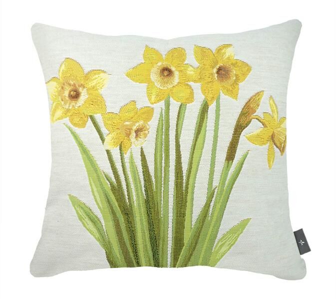 Kissenbezug mit Narzissenstrauß-Motiv