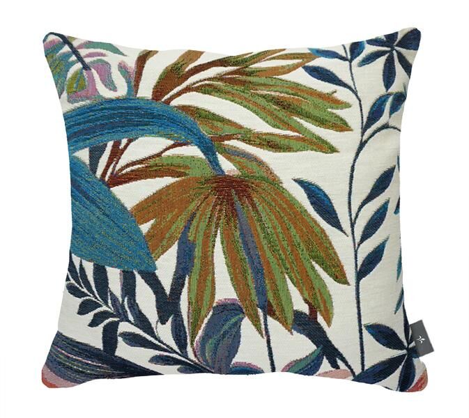 Kissenbezug mit exotischem blauen, großen Blatt
