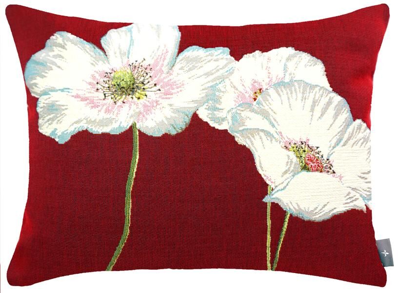 Rechteckiger Kissenbezug Weißer Mohn