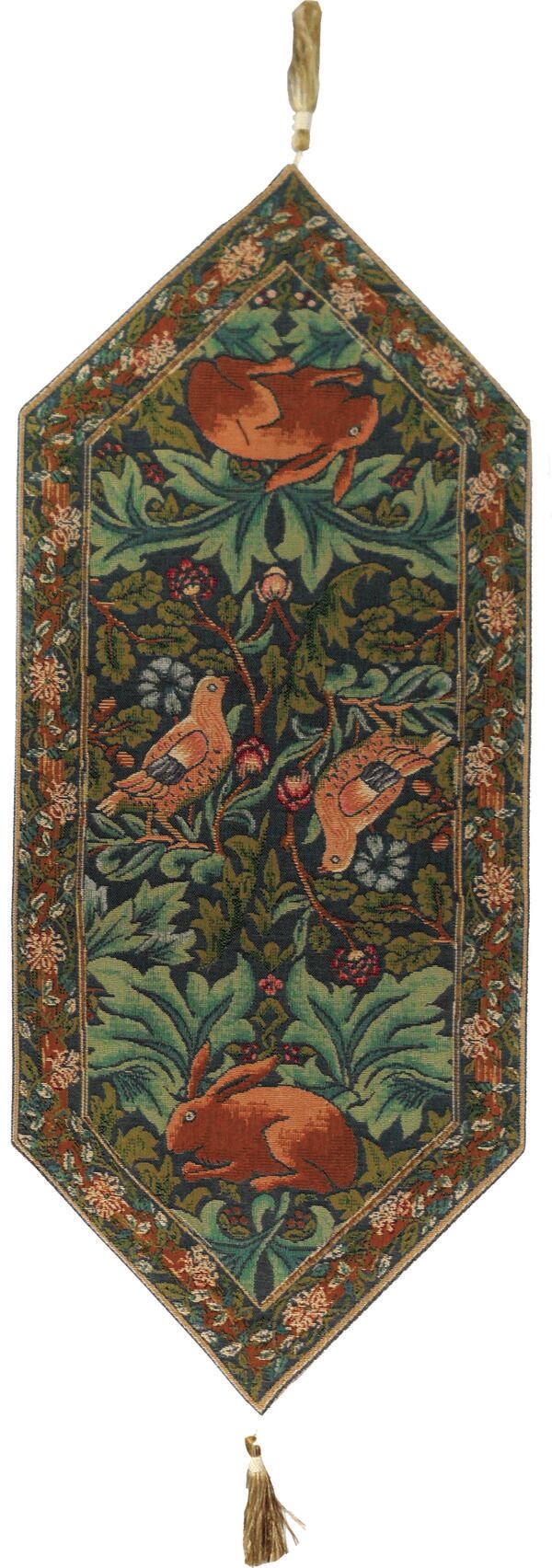 Tischläufer mit Kaninchen- und Vogelbrüdern