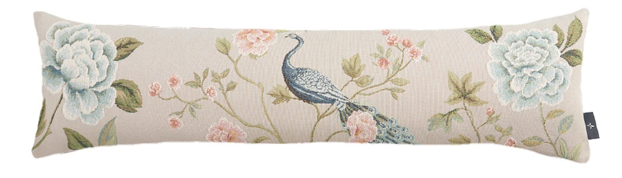 Langer Kissenbezug mit Granatapfel- und Pfauenmotiv