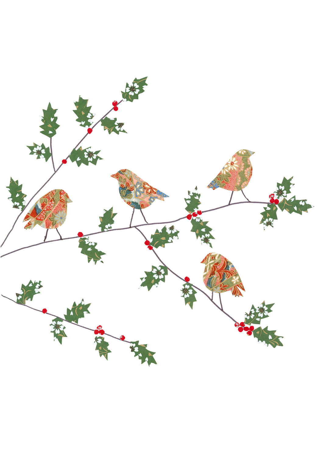 Tarjeta de Navidad de Cuatro Robins