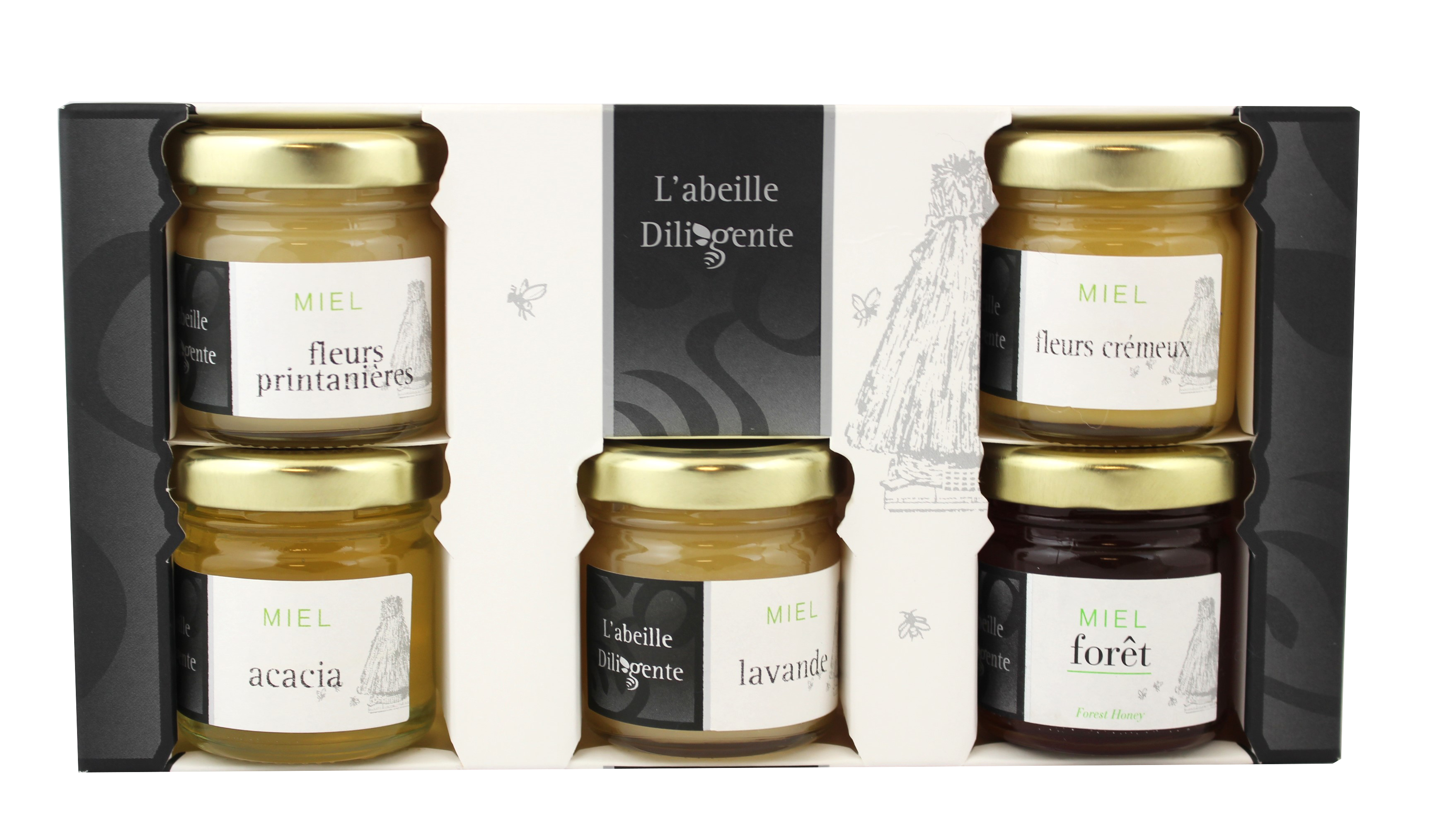 France Gift Set: 5 cylindrical glass jars (Acacia, Lavender, Creamy, Spring Flowers, Forest) 50g