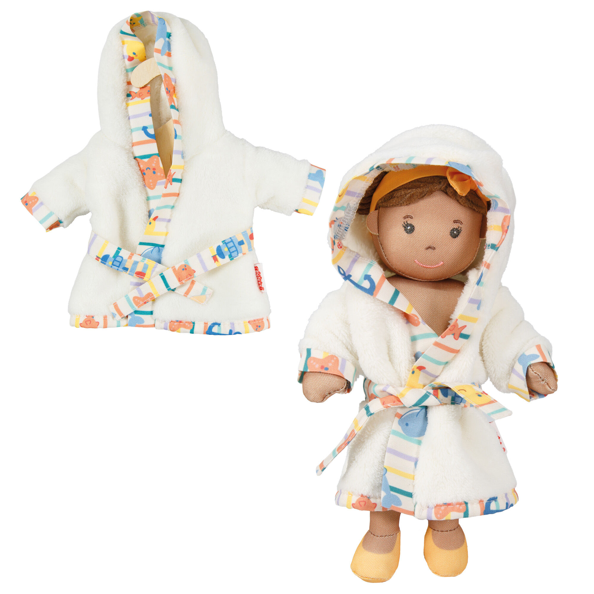 Puppen-Bademantel "Ahoi" extra weiches Material, mini, Gr. 20-25 cm