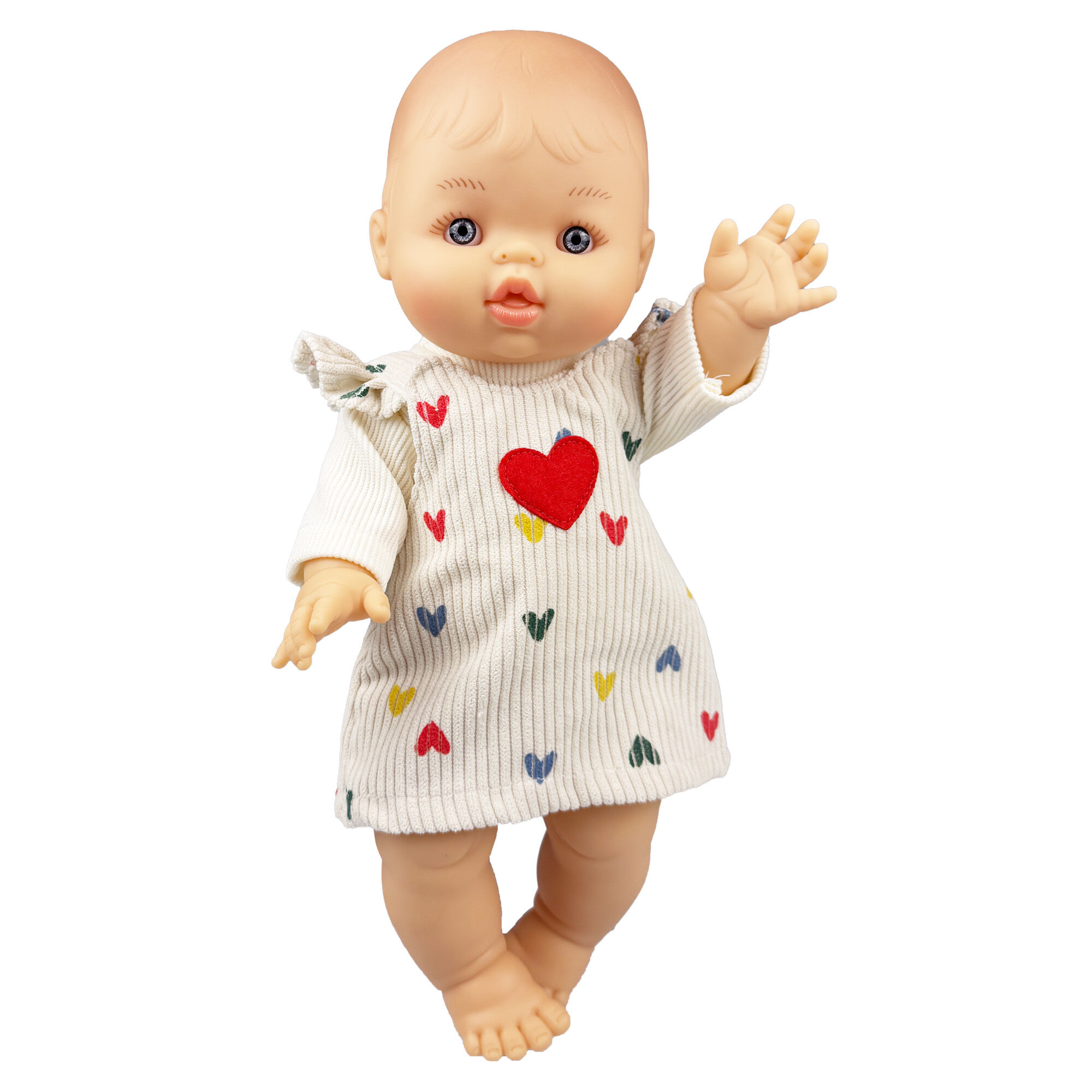 Set: Gordi Puppe mit Kordkleid Herzkonfetti und T-Shirt, Mädchen, 34 cm