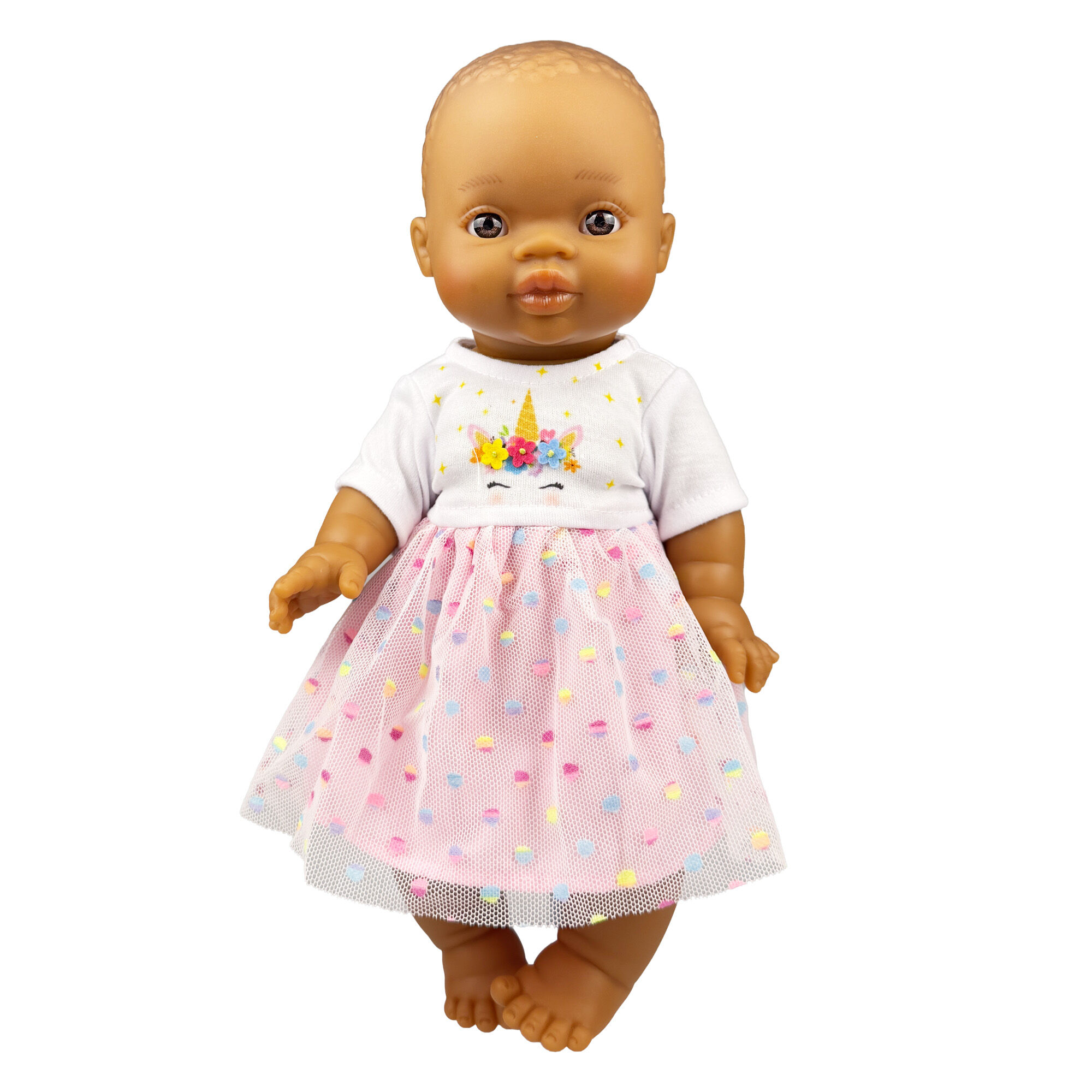 Set: Gordi Puppe mit Einhornkleid ''Hannah'', Mädchen, 34 cm