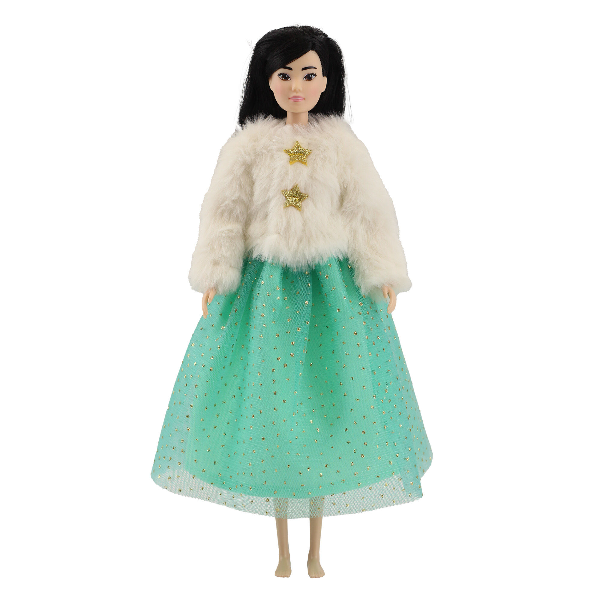 Time2Shine Plüschjacke "Yuki" mit Tüllrock für Modepuppen der Größe 29 cm