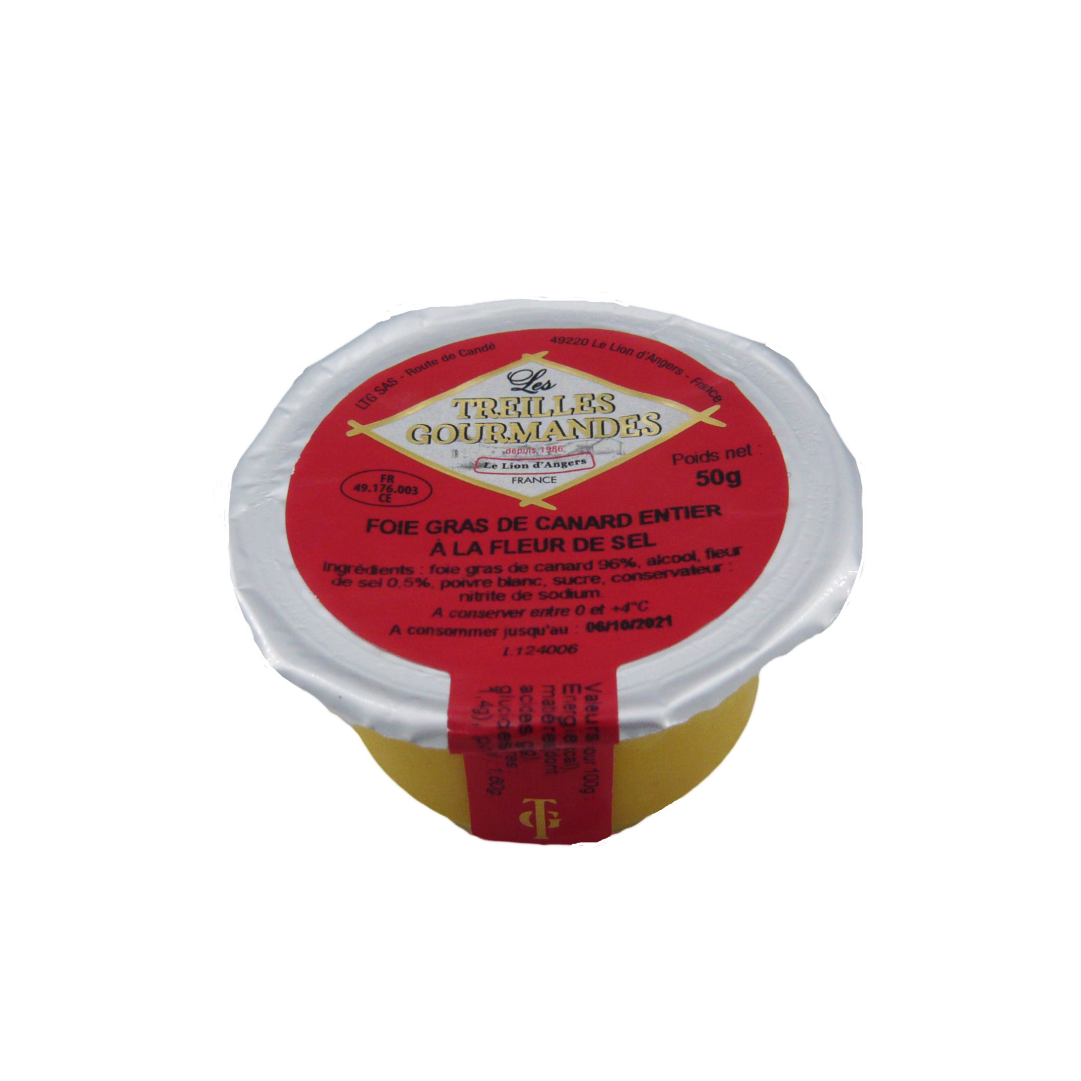 Whole duck foie gras with fleur de sel, semi-cooked, 50g, sealed capsule