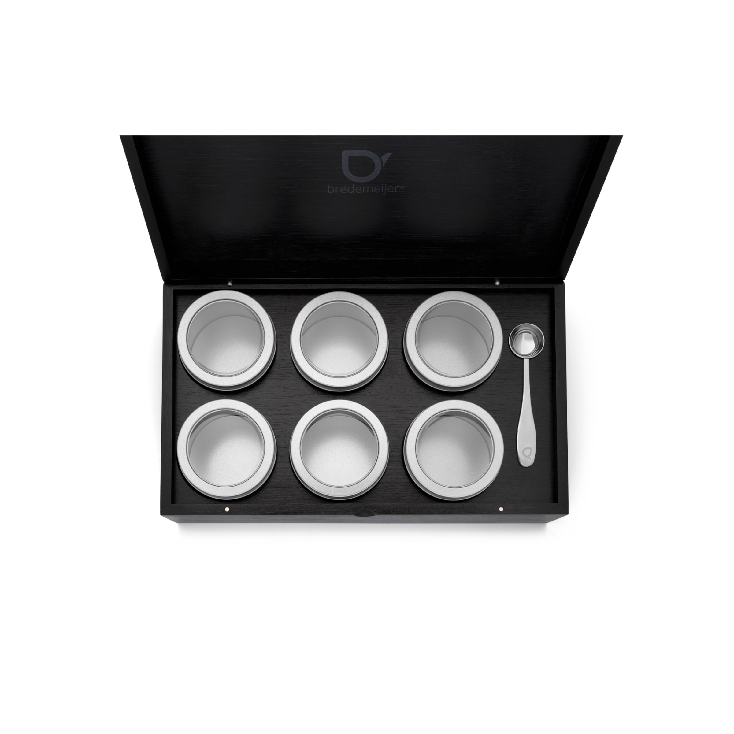 Universal - Black tea set with 6 tea tins and spoon