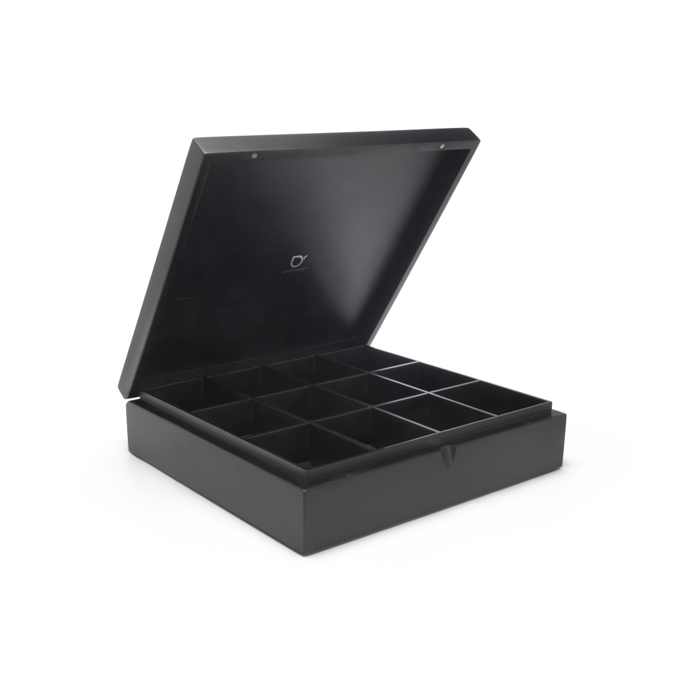 Universal - 12-Compartment Black Tea Box with Window