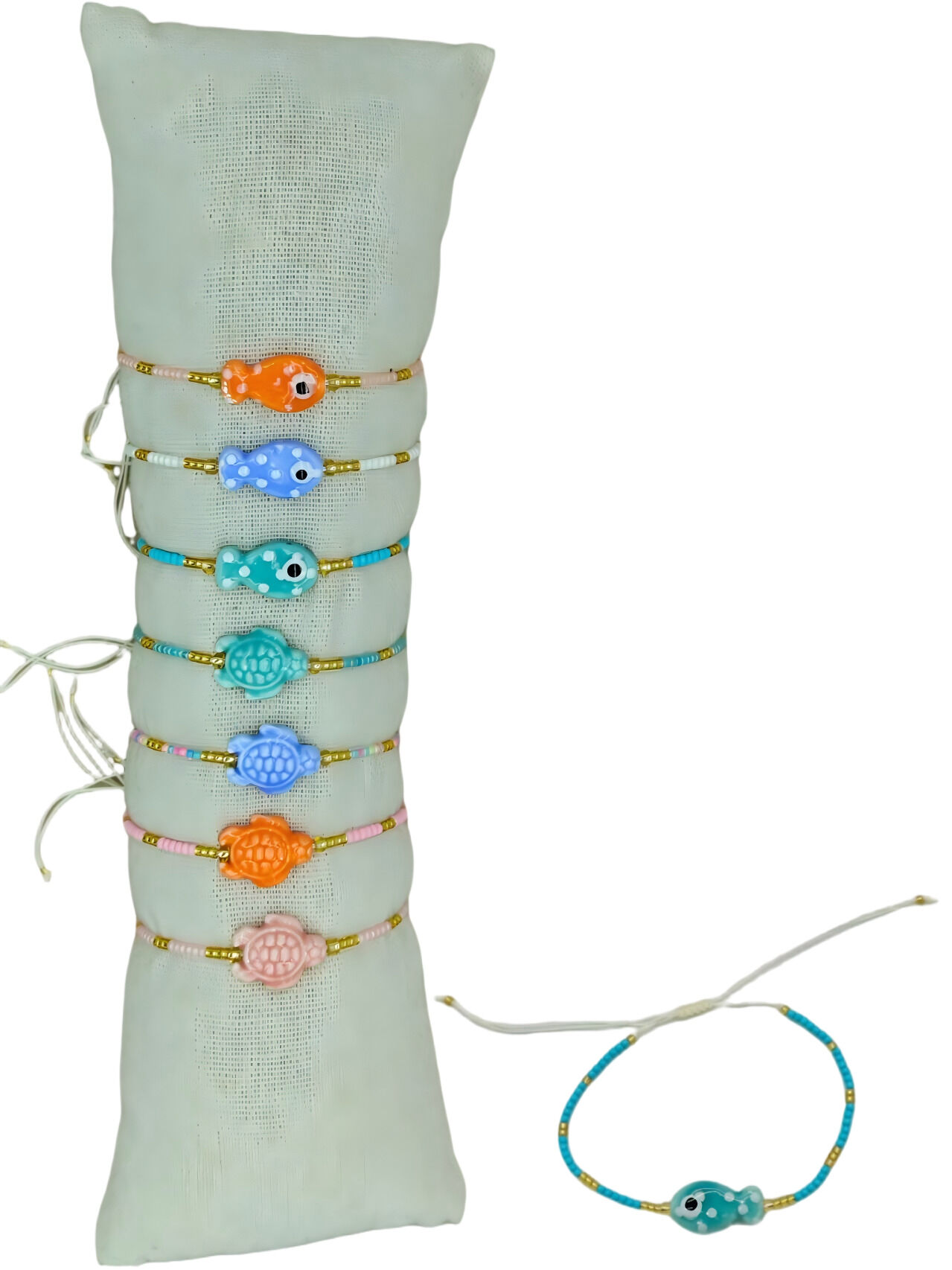 Lot de 35 Bracelets Poissons à pois et Tortues