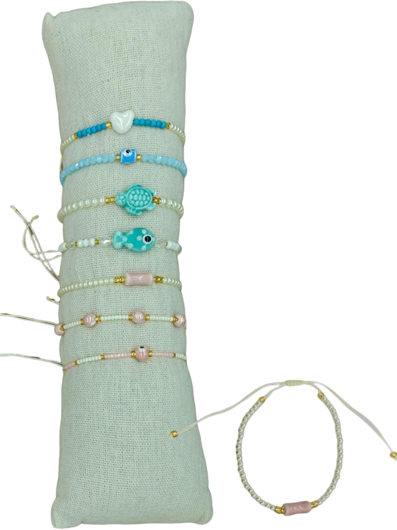 Lot de 35 Bracelets fantaisie roses et bleus