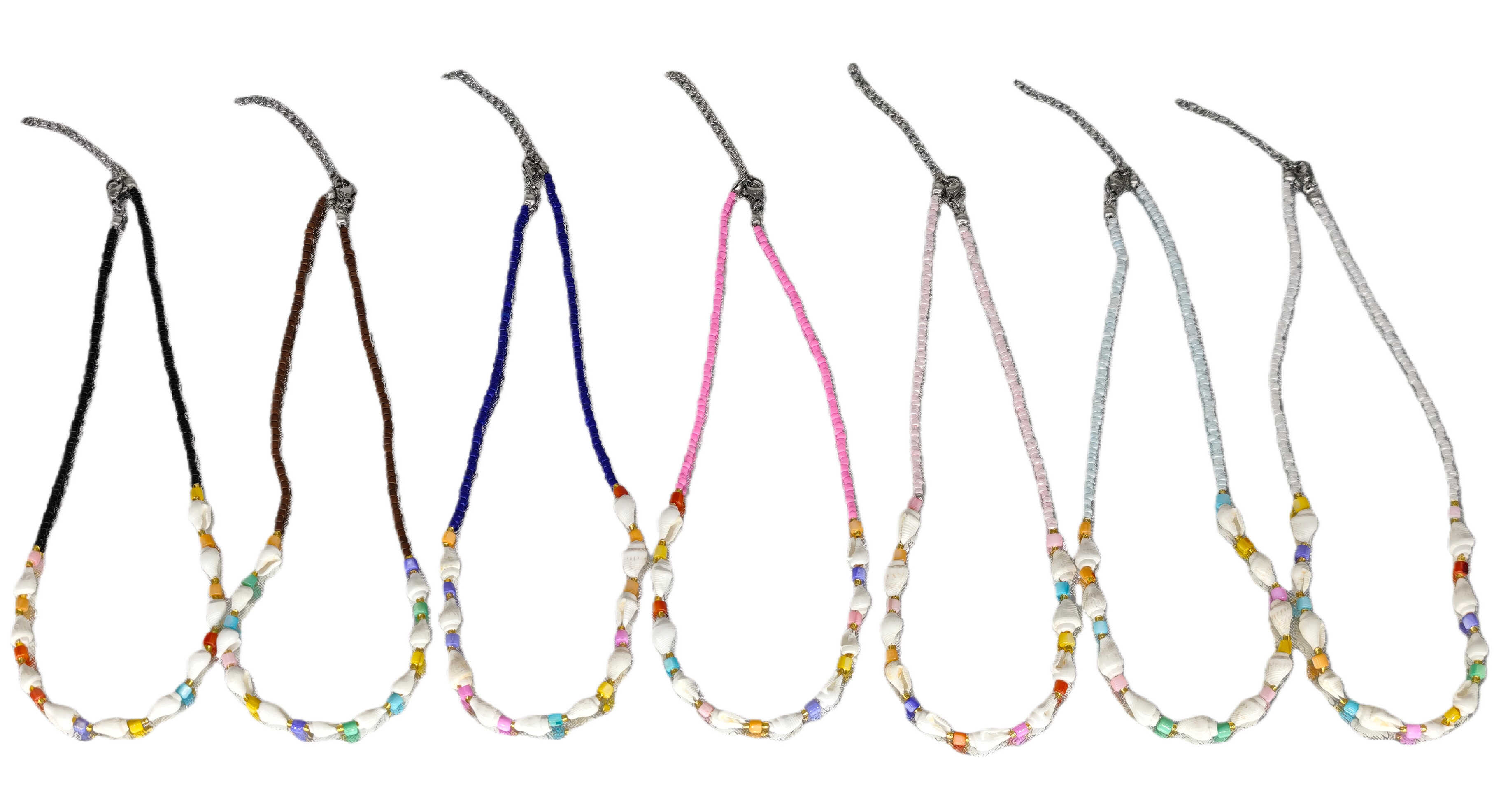 Lot 35 colliers colorés avec coquillages