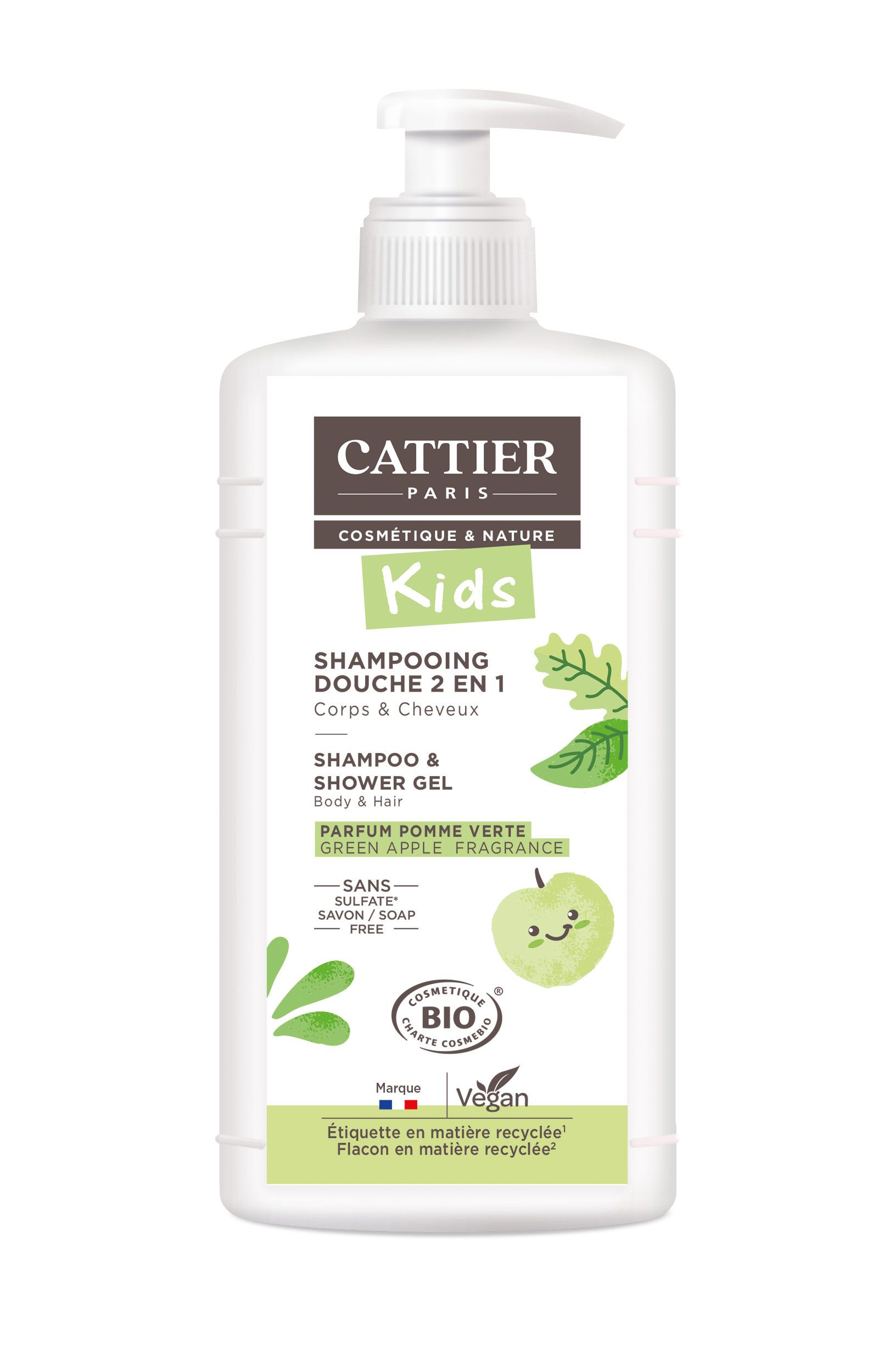 Kids 2-in-1 Shampoo & Shower Gel - Green Apple Scent - 500ml