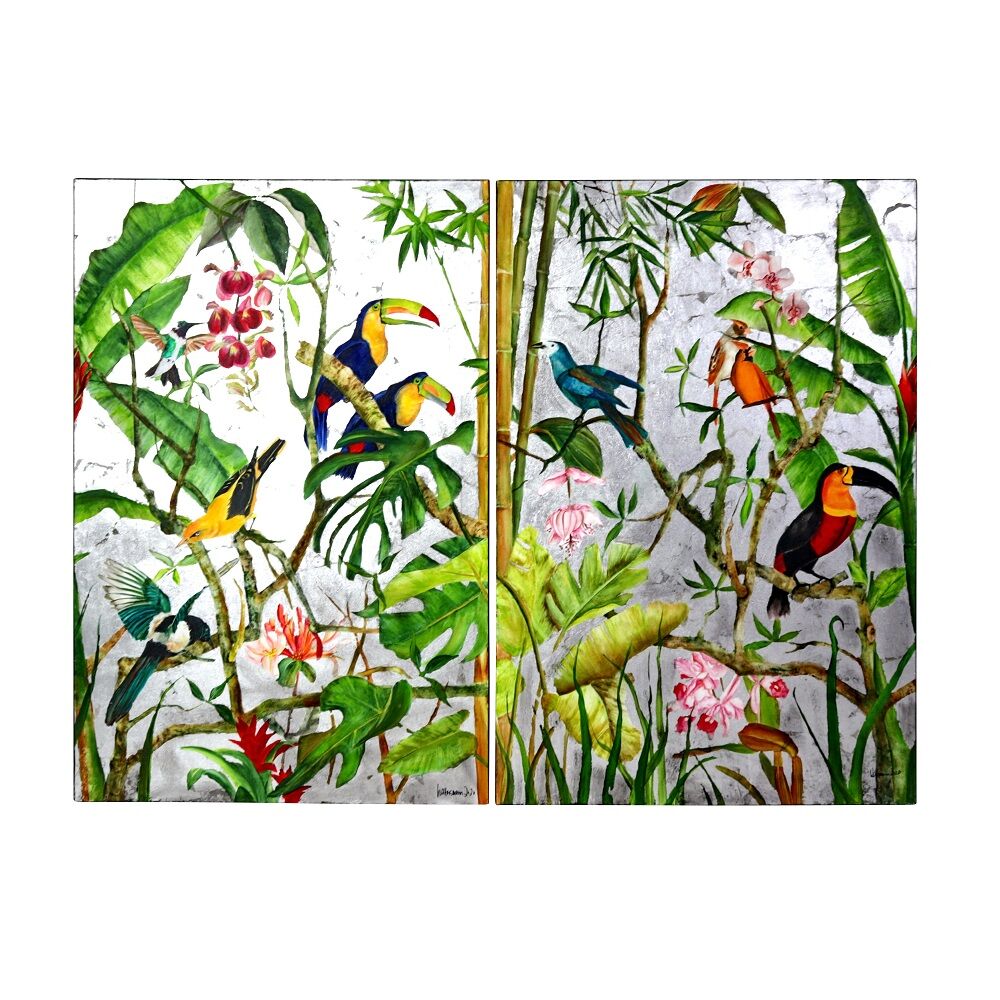 Image Silver Tropics, 2 sorted. Acrylic on canvas, 97x146 cm. Design by W.Waltersmann
