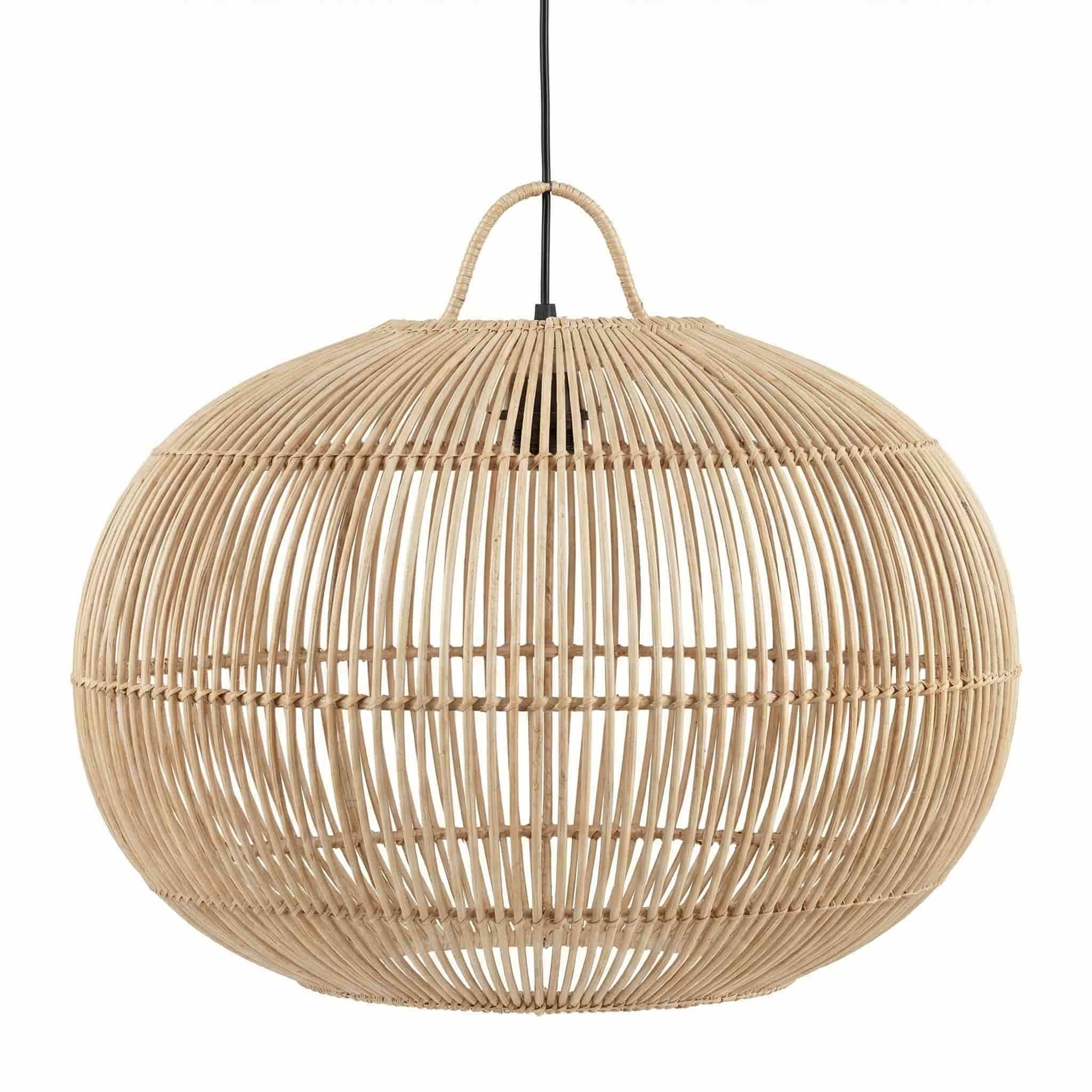 Handwoven Rattan Pendant Light Shade – Natural Globe Ceiling Lamp