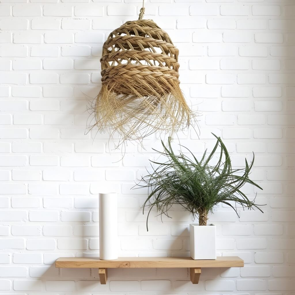20cm Bell Straw Pendant Light – Handwoven Bohemian Lamp with Fringe