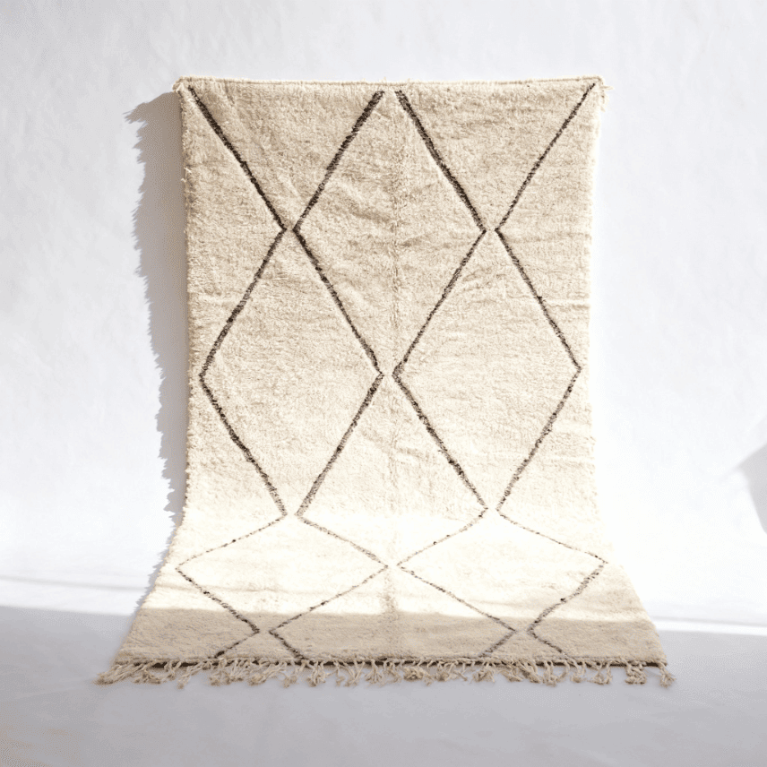 Tapis marocain traditionnel – Tissé à la main Beni Ourain, motif losanges 6.5 x 10 pieds