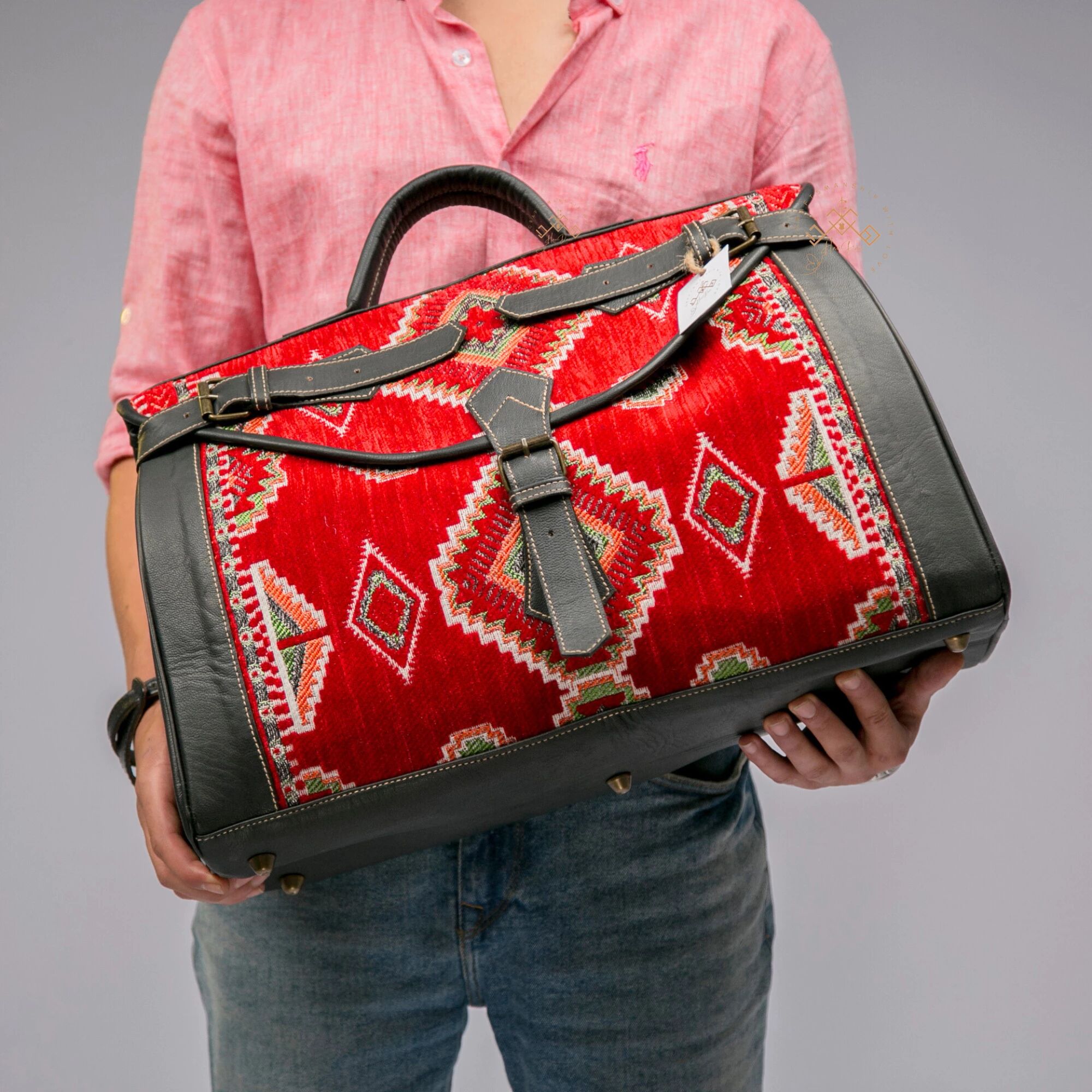 Borsa da viaggio di lusso in pelle nera – Borsa da viaggio Red Carpet