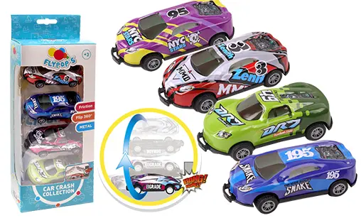 FLYPOP'S – 4 Kampfflugzeuge Aus Metall, Mit Rückziehmechanismus, 10 Cm, Zufällige Farben, Ab 3 Jahren