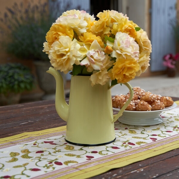 Red and green wild strawberry table runner