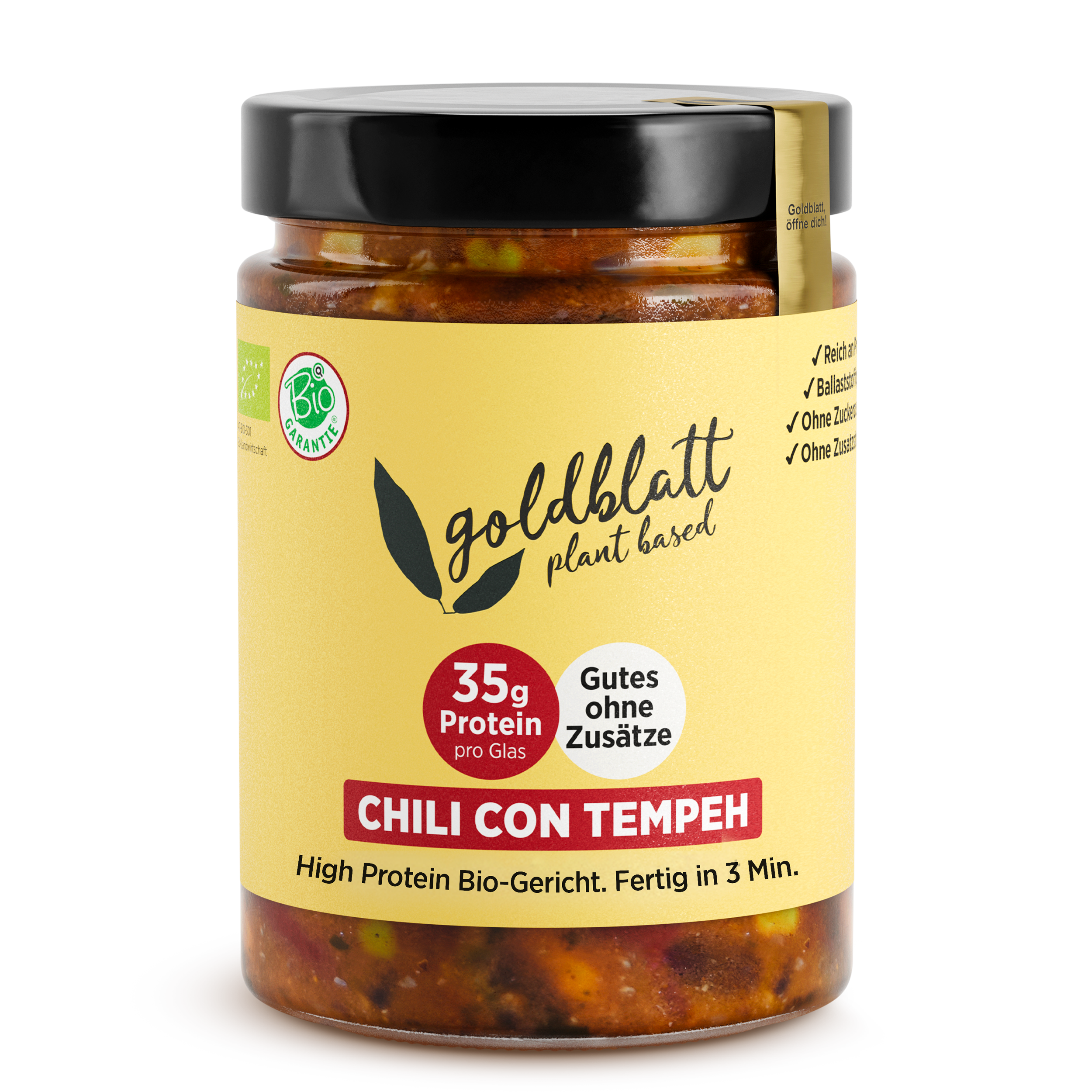 Chili con tempeh orgánico Goldblatt – Comida preparada con alto contenido en proteínas