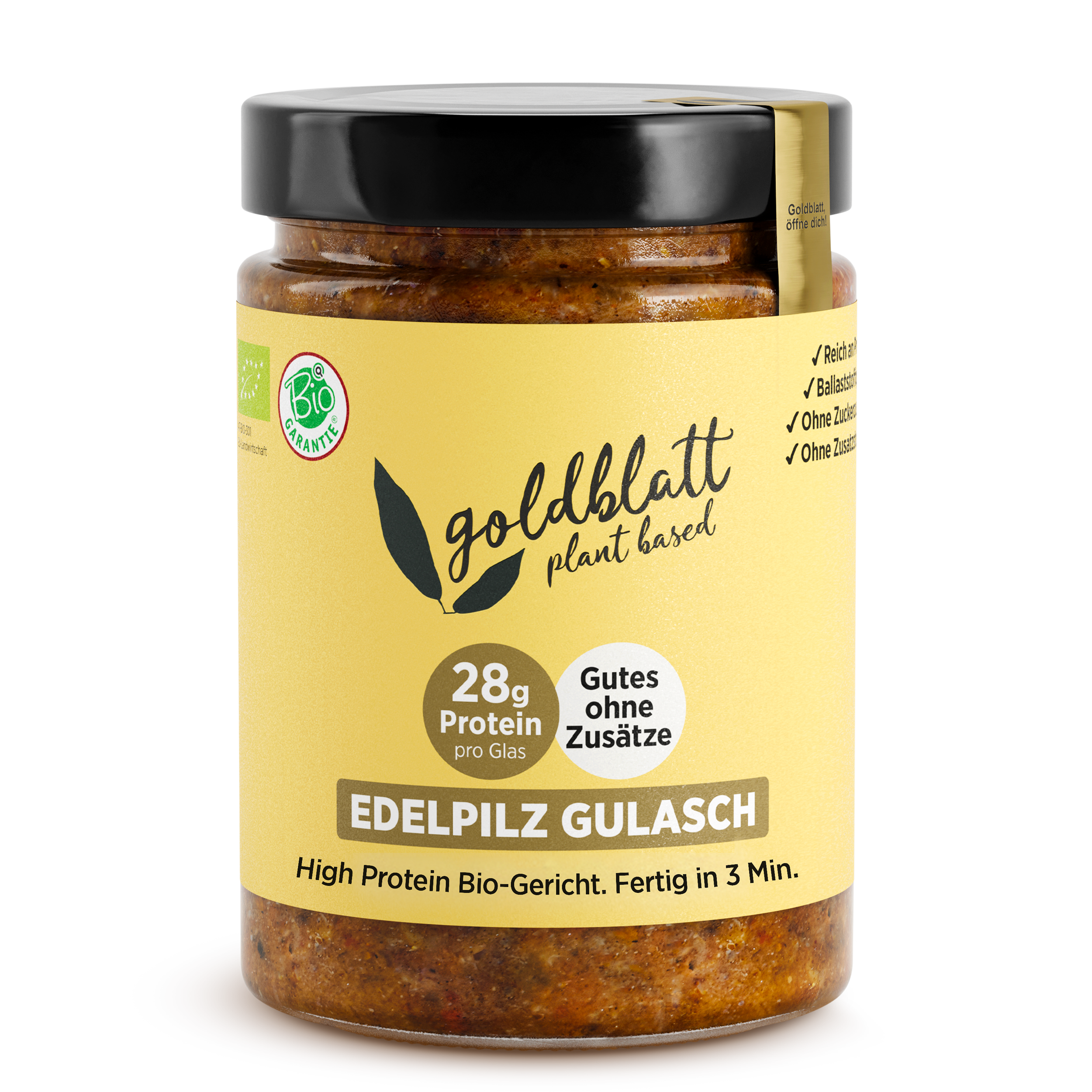 Goulash de champiñones gourmet orgánico Goldblatt – Plato preparado con alto contenido en proteínas