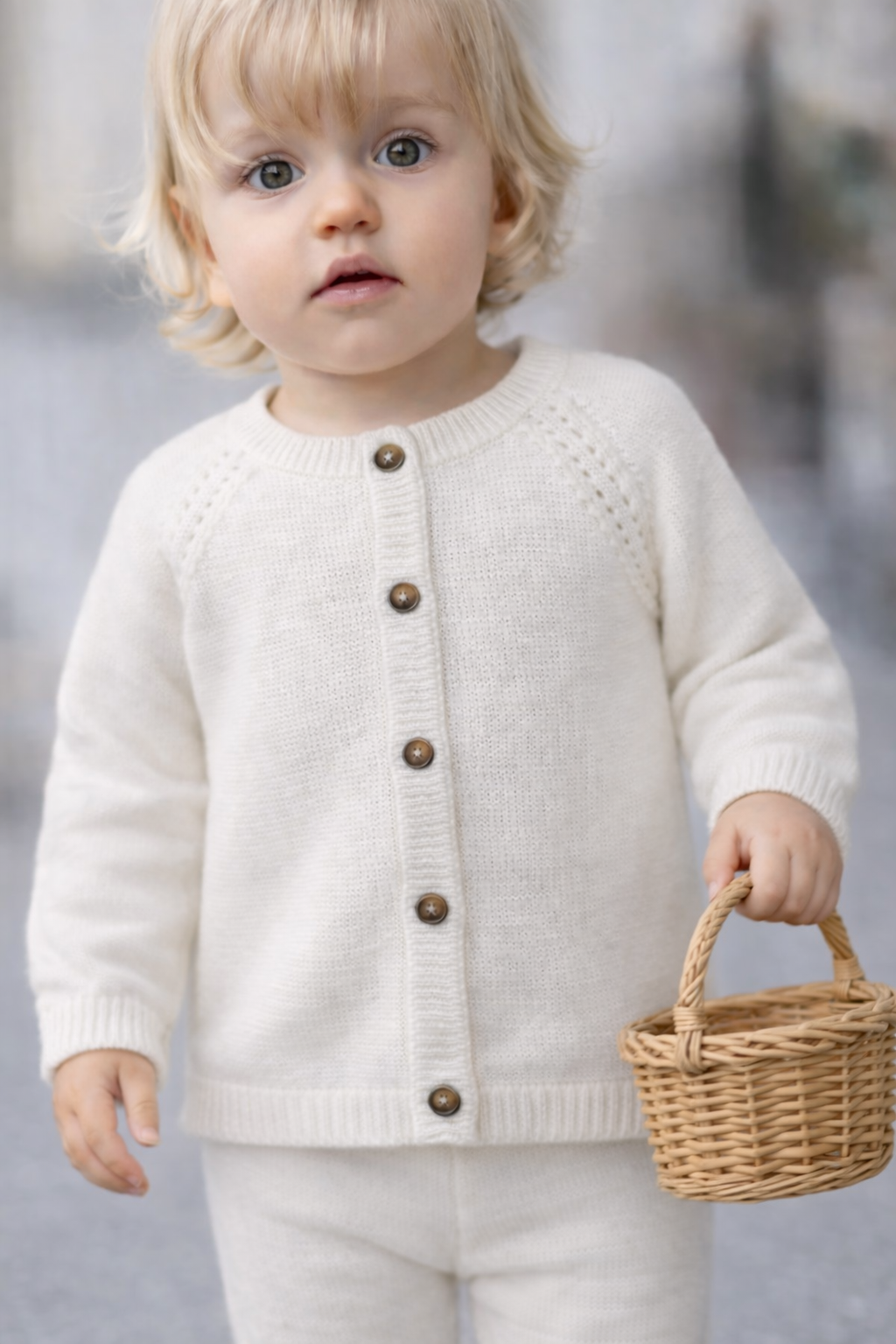 Cardigan Victoria tricot écru - Bébé - Ecru - Coton bio