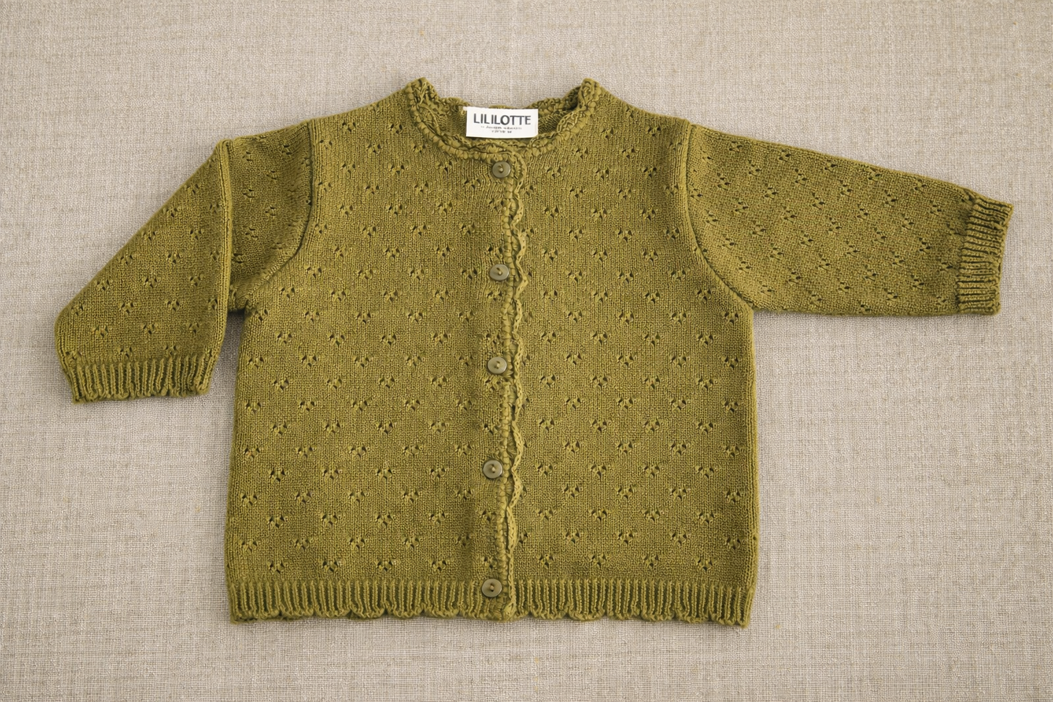 Cardigan Victoire tricot olive - Bébé fille - Olive - Coton bio
