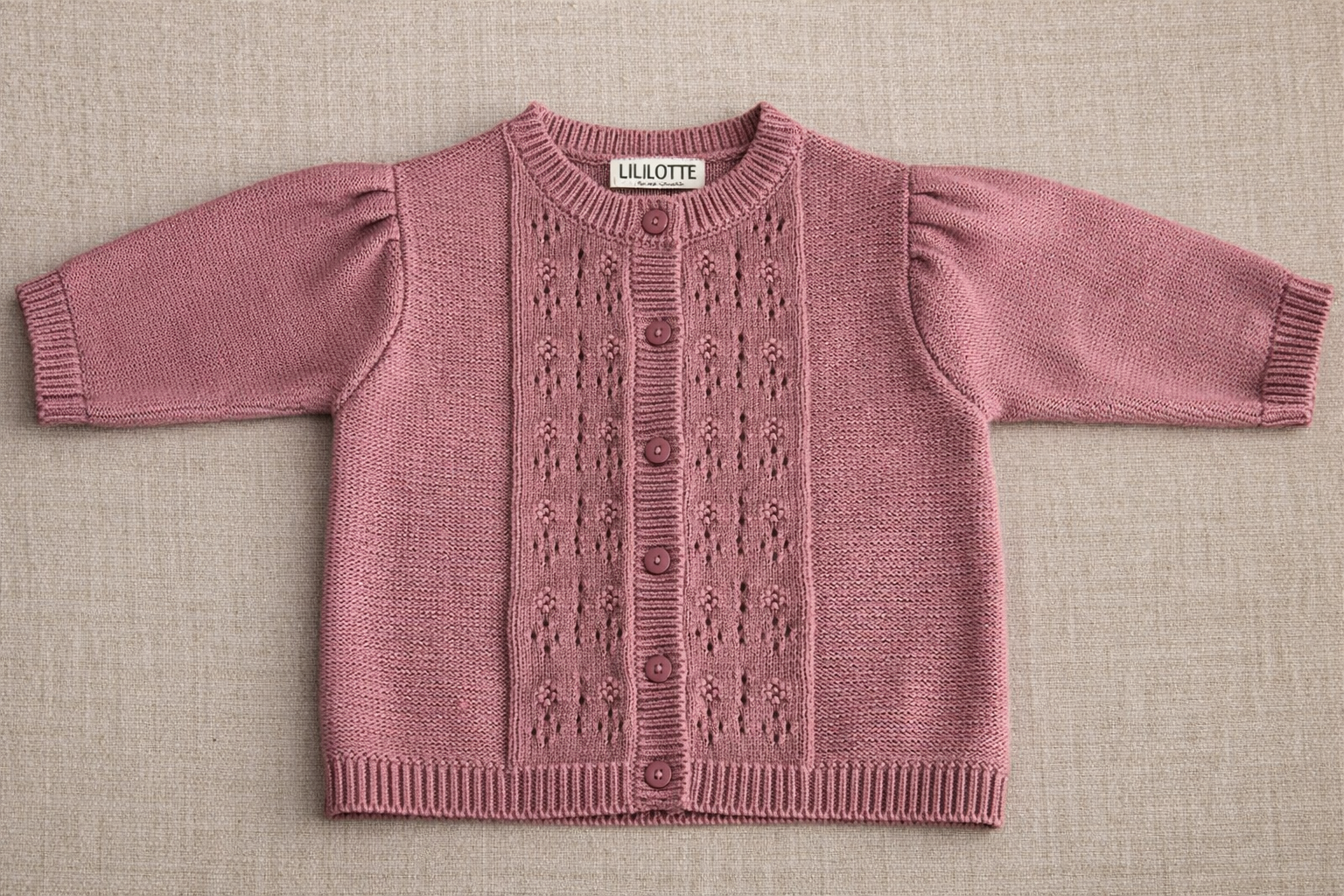 Cardigan Vincianne tricot vieux rose - Bébé fille - Vieux rose - 100% coton BIO certifié GOTS