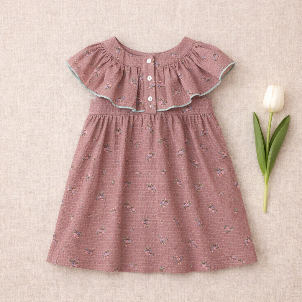 Robe Renée - Enfant Fille - Vieux rose - Coton bio