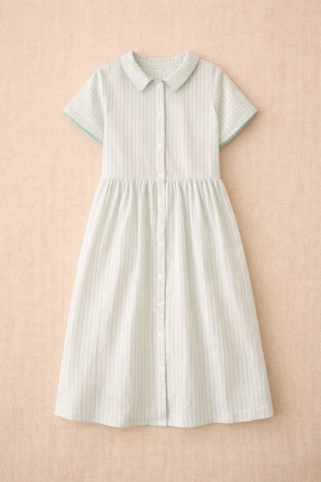 Vestito rosa, écru e menta - Bambina - Ecru e menta - Cotone biologico