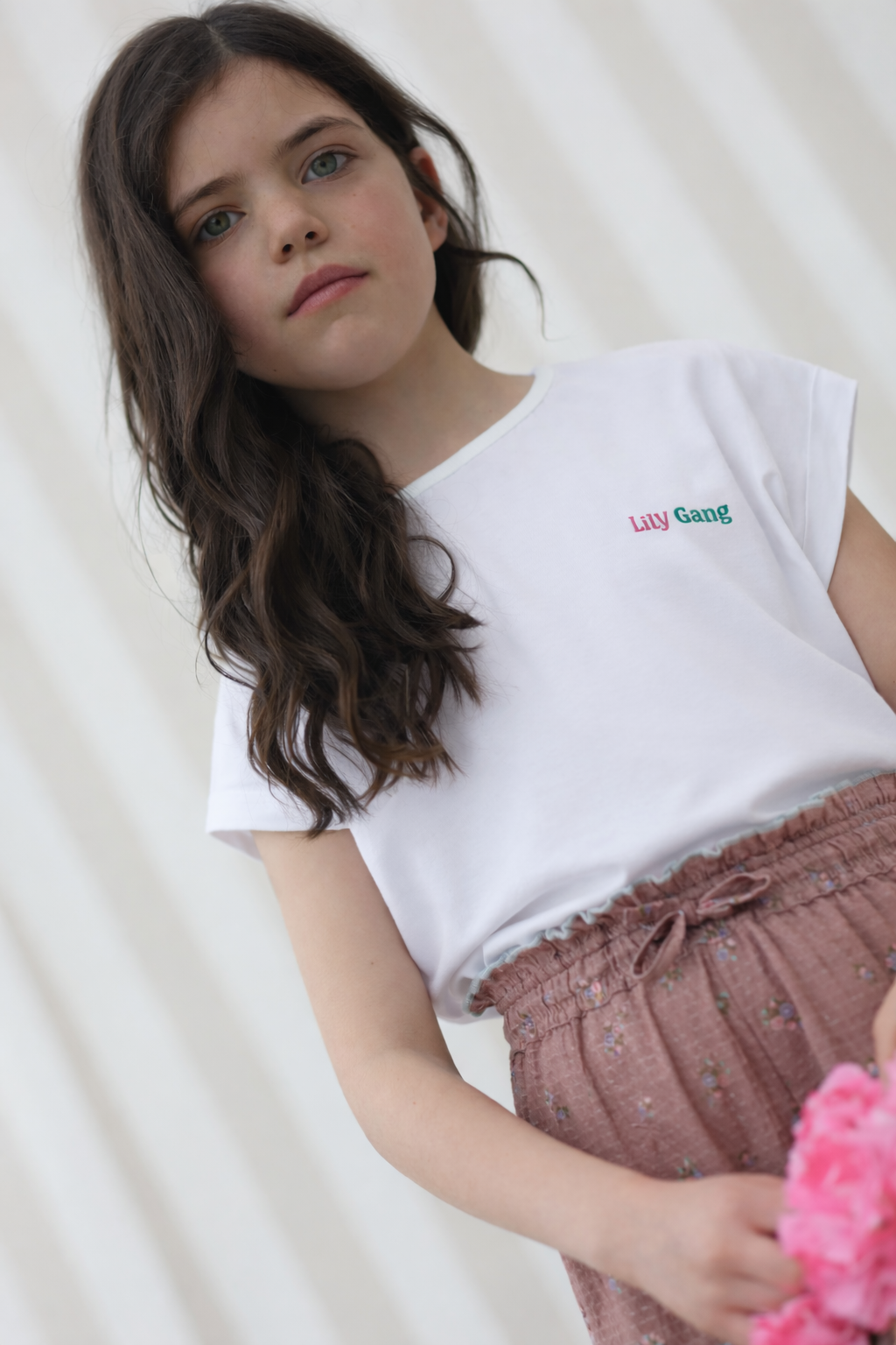 Tina ecru pink t-shirt - Girl - Ecru - Organic cotton