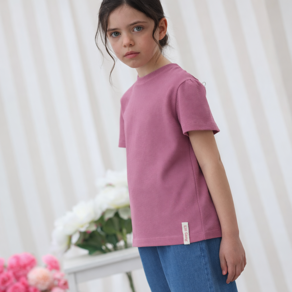 Tara T-shirt, dusty rose - Girl's - Dusty rose - Organic cotton