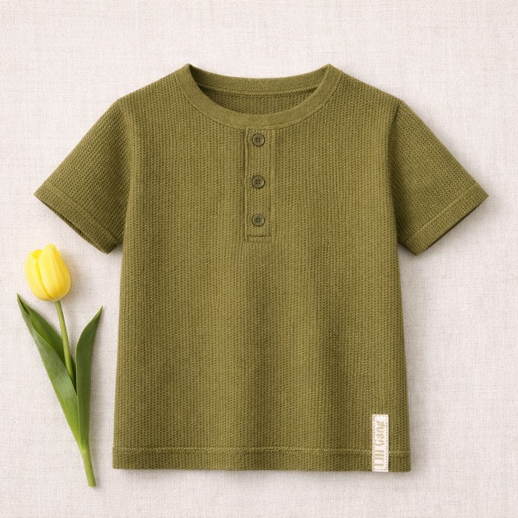 Téo olive T-shirt - Boy - Olive - Organic cotton