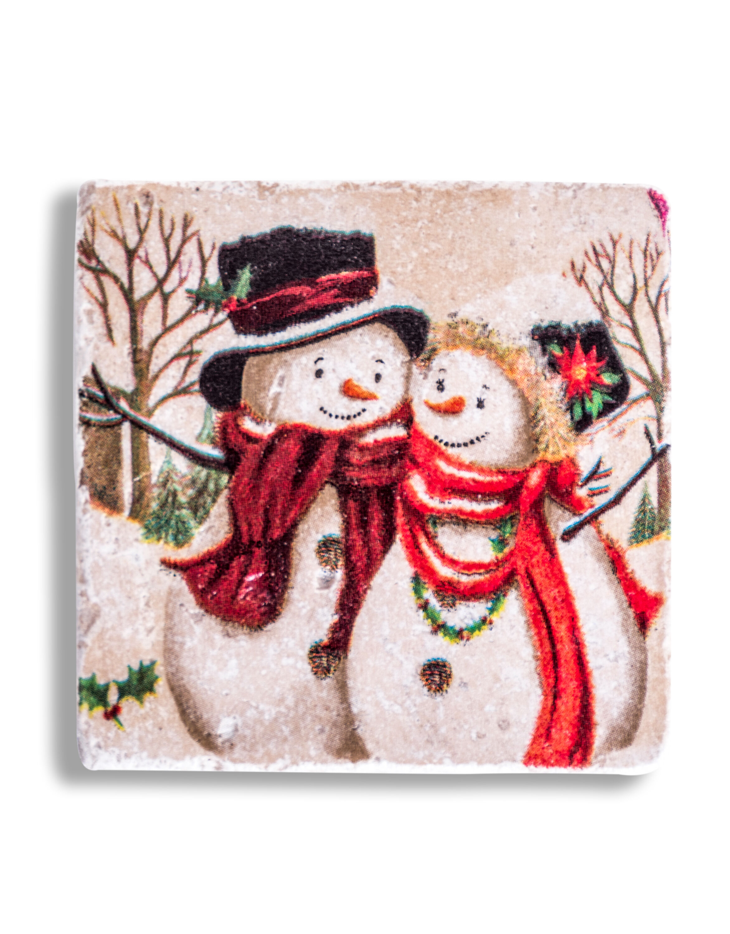 Mr & Mrs Snowman Festive Coaster