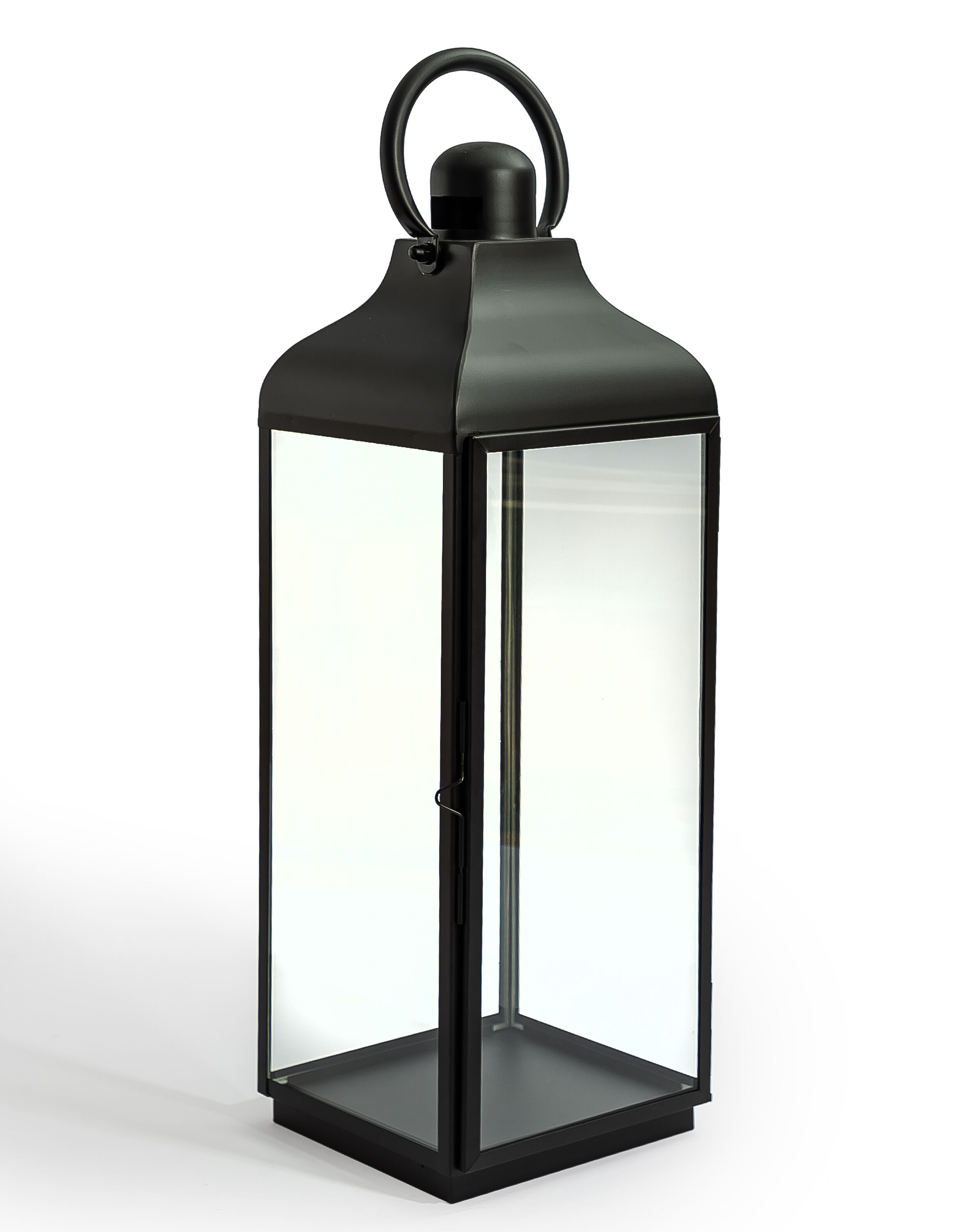 Extra Large Square Matt Black Steel & Glass Lantern