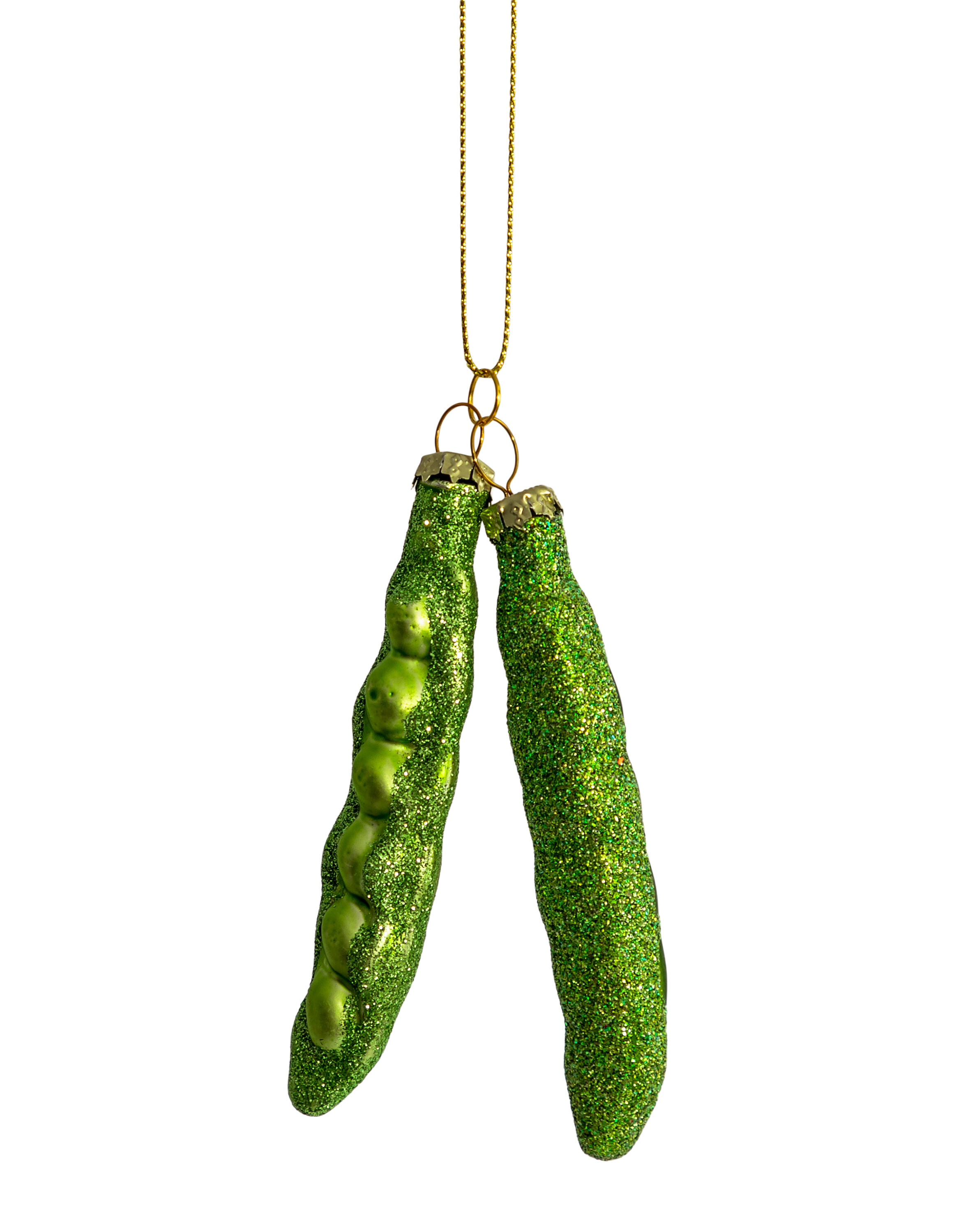 Green Beans Decorative Glass Hanging Ornament