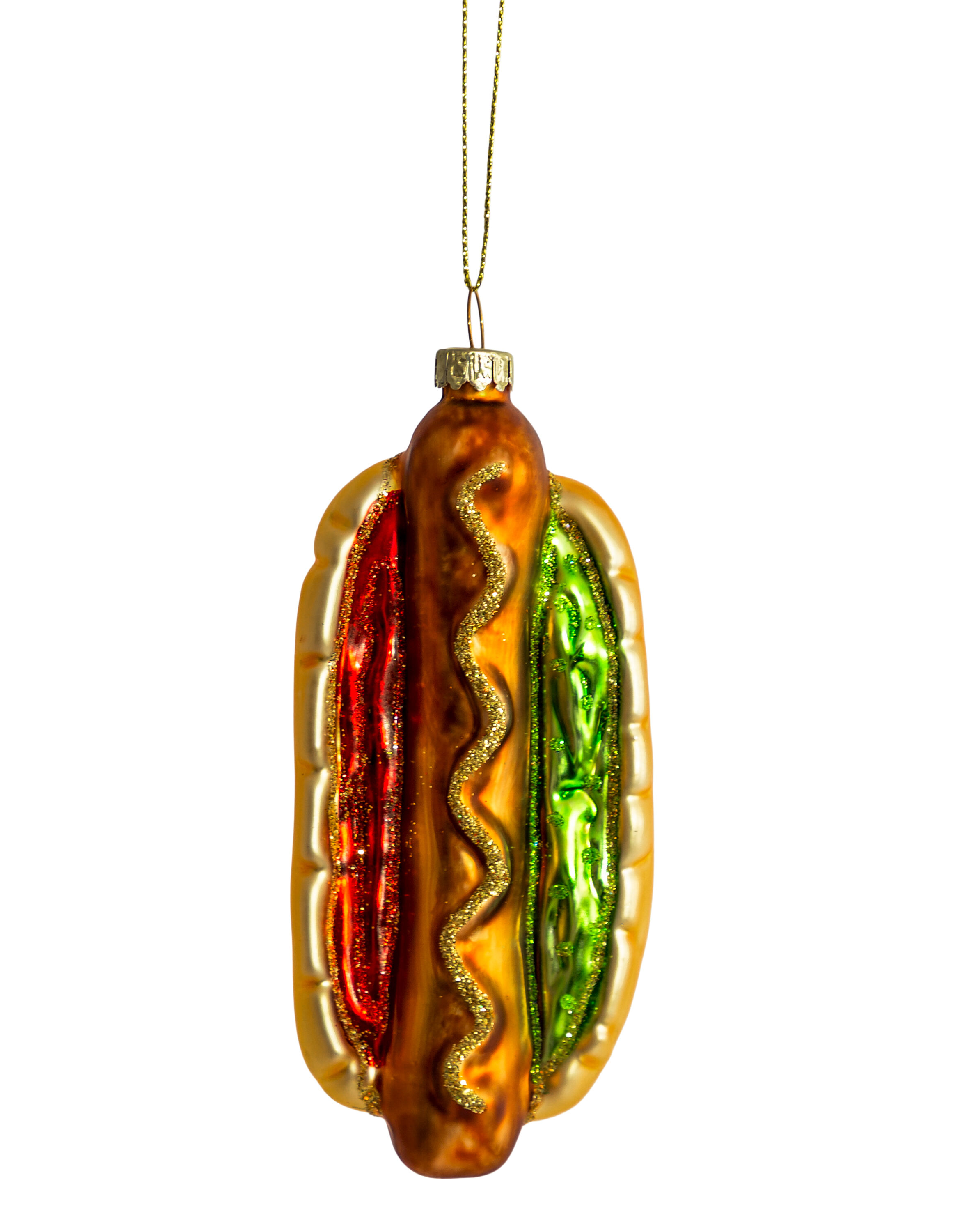 Hot Dog Decorative Glass Hanging Ornament