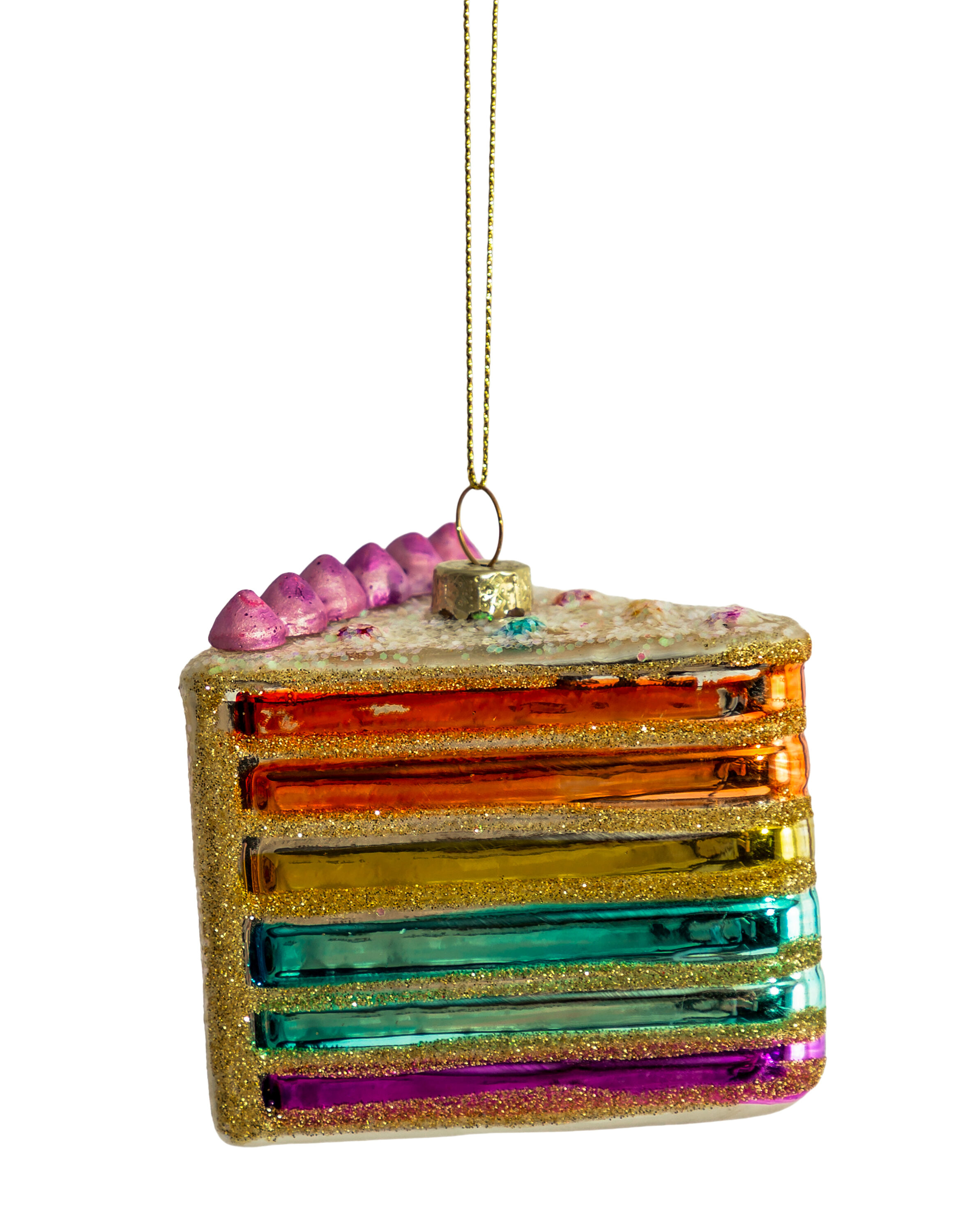 Cake Slice Decorative Glass Hanging Ornament