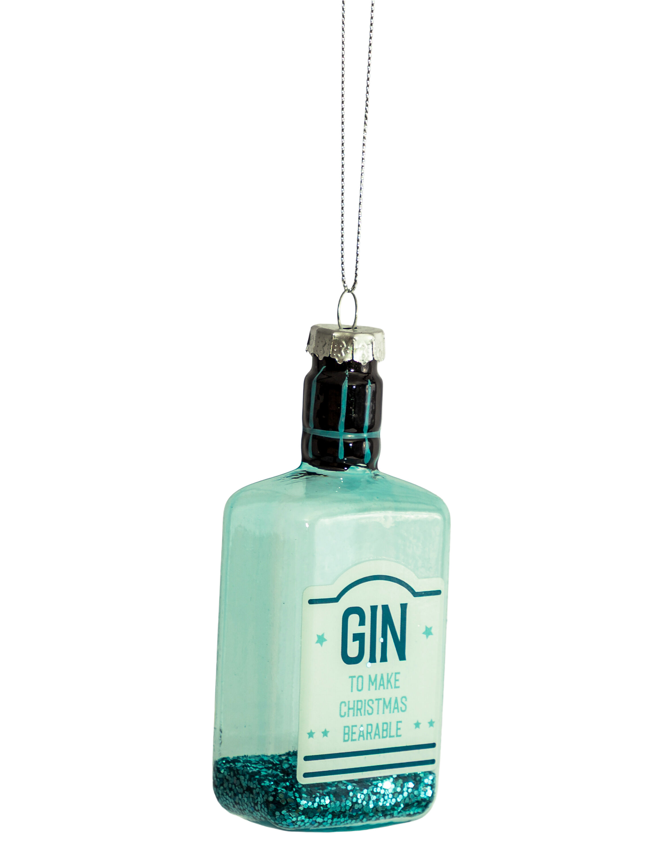 Gin Bottle Decorative Glass Hanging Ornament