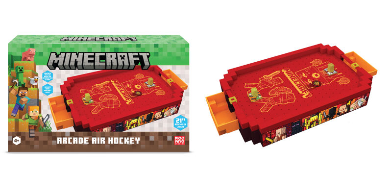 Mini Air Hockey De Minecraft Nether | Mesa Electrónica Con Ventilador Y Marcador | Licencia Oficial, +4 Años | Tamaño 36x19x7.5 Cm