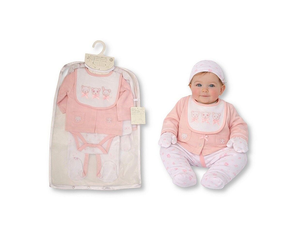 Baby Girls 6 pcs Layette Set - Panda, Bear. Rabbit
