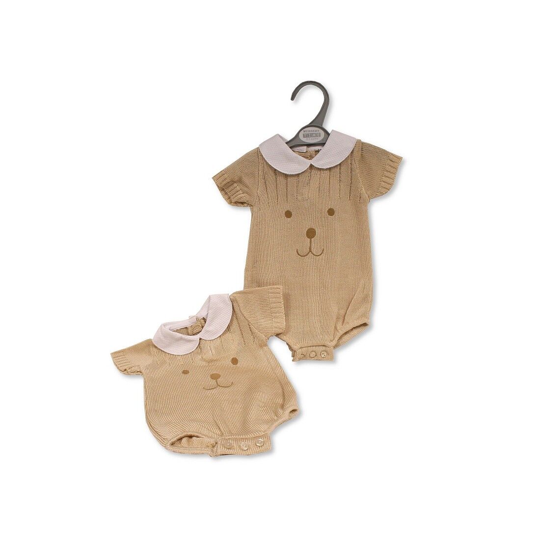 Knitted Baby Short Romper - Bear Face