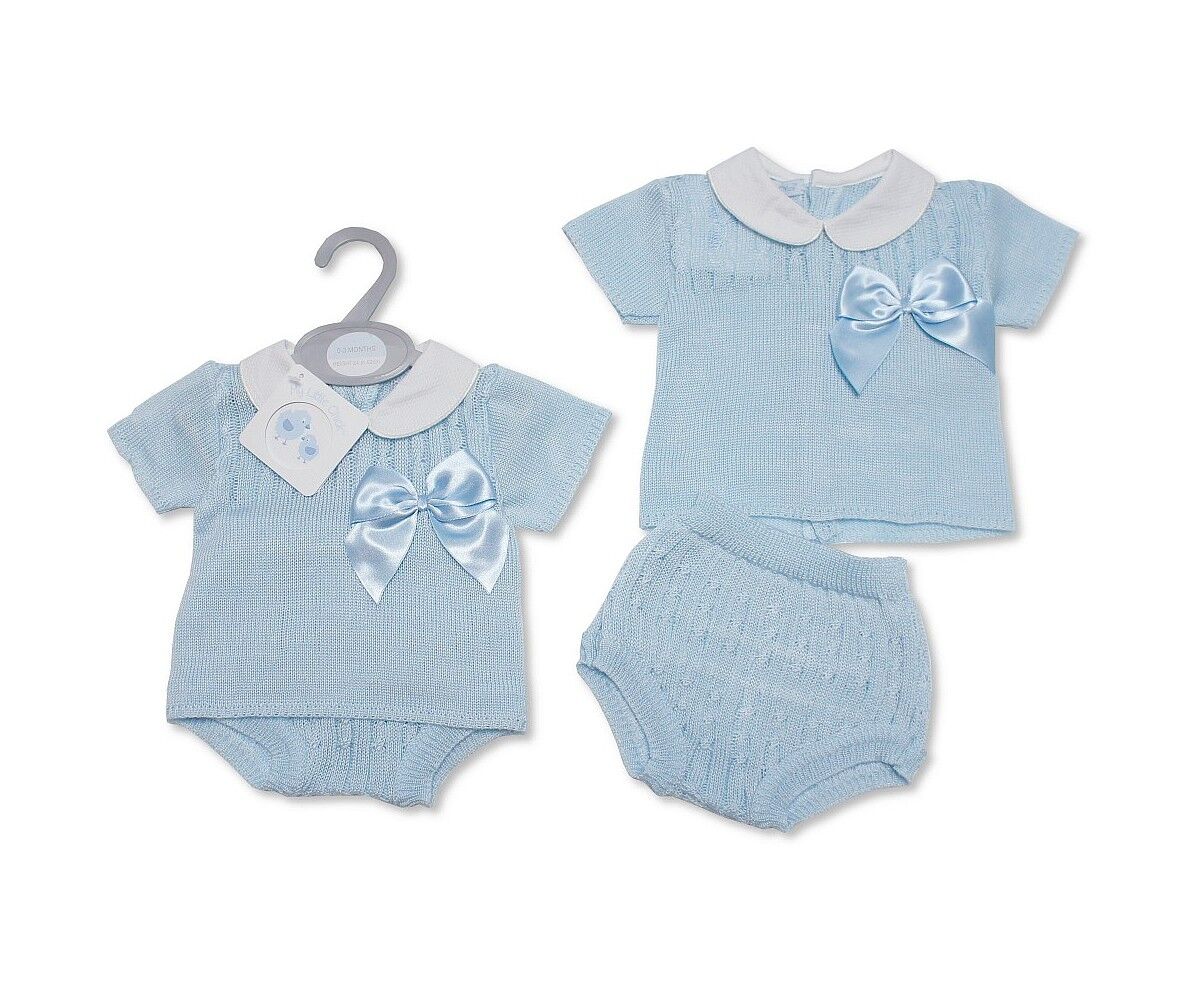 Baby Boys Knitted Short 2 pcs Set with Bow