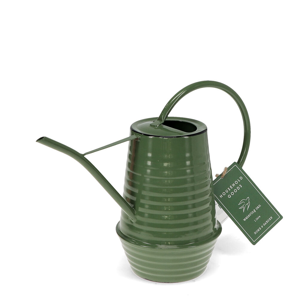 Ribbed metal watering can 1Ltr - Dark green